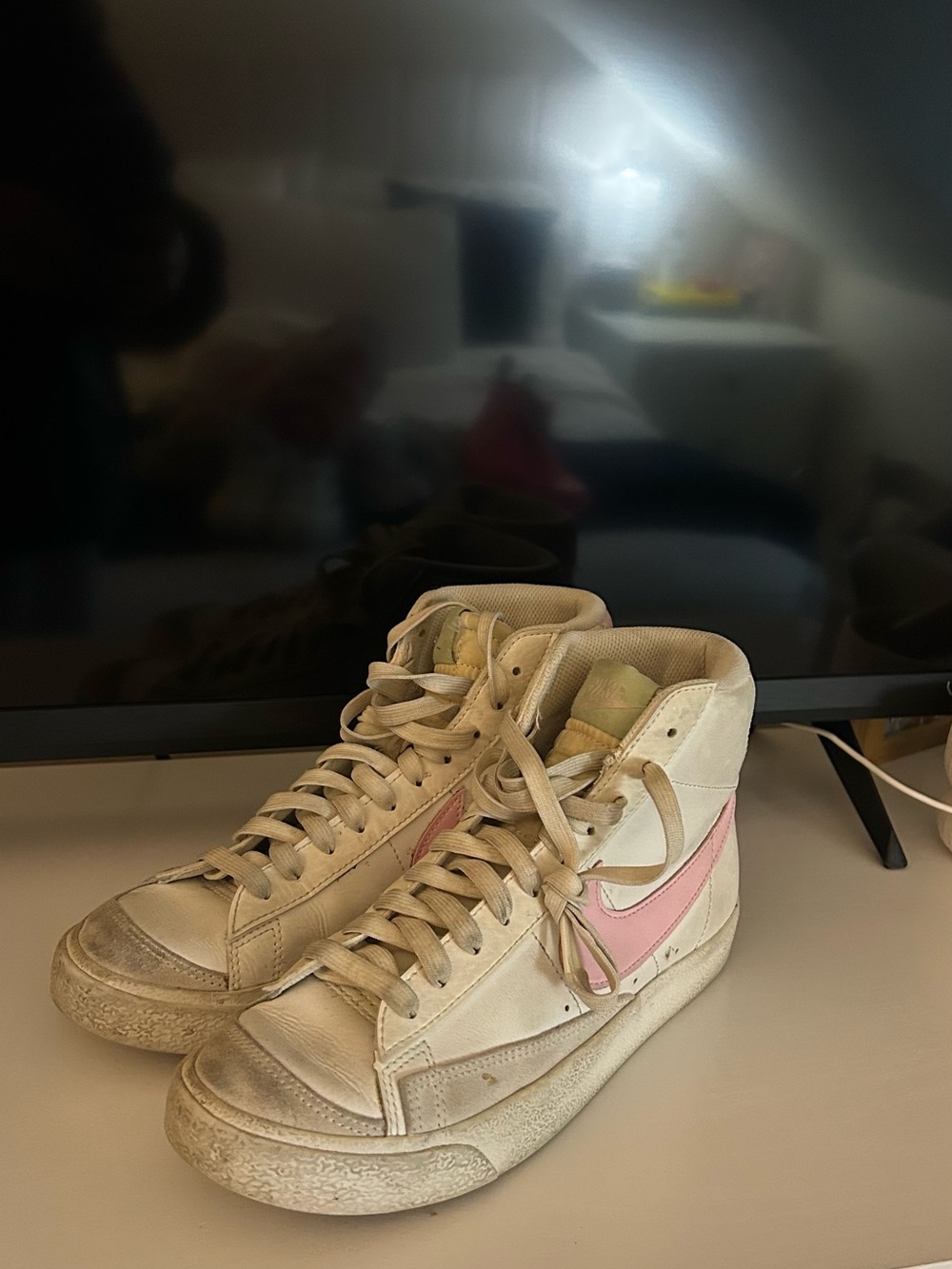 Nike Women's Cream/ Pink High-Top Sneakers